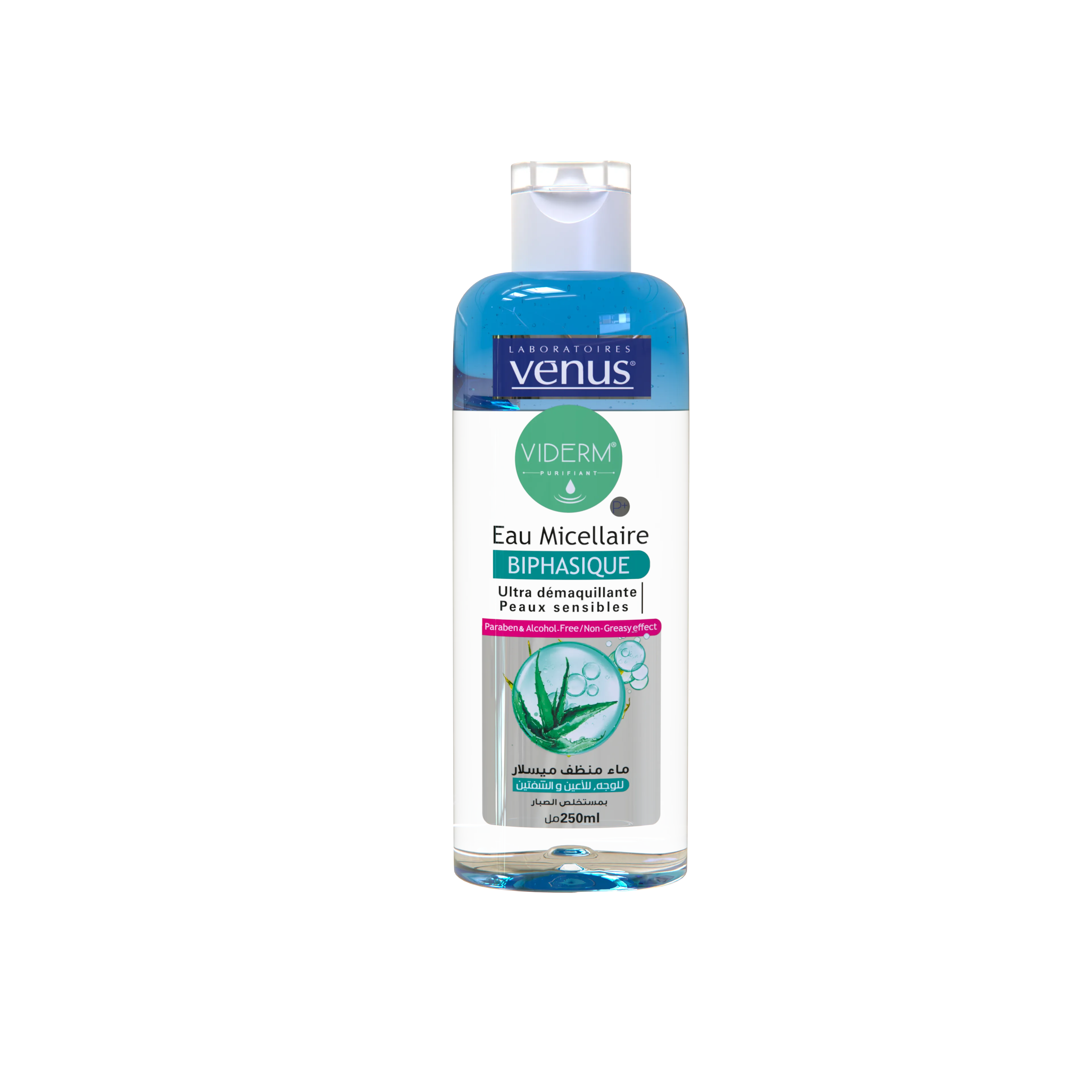Eau Micellaire biphasique démaquillante extraits d'aloe vera 250ml