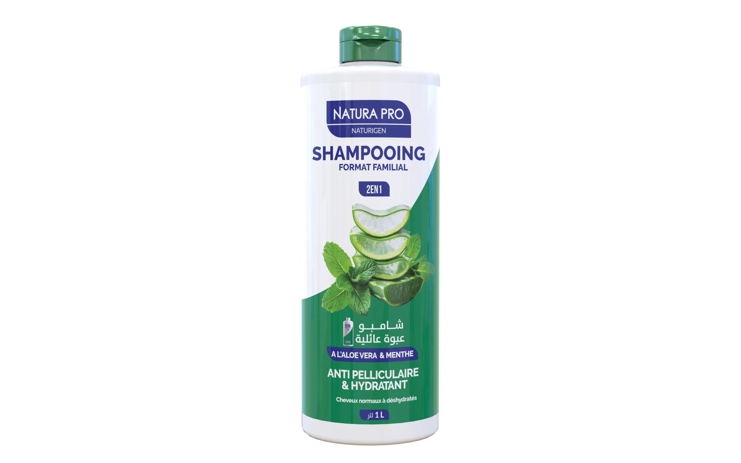 Shampooing natura pro format familial, a l&amp;#039;aloe vera et menthe 1L