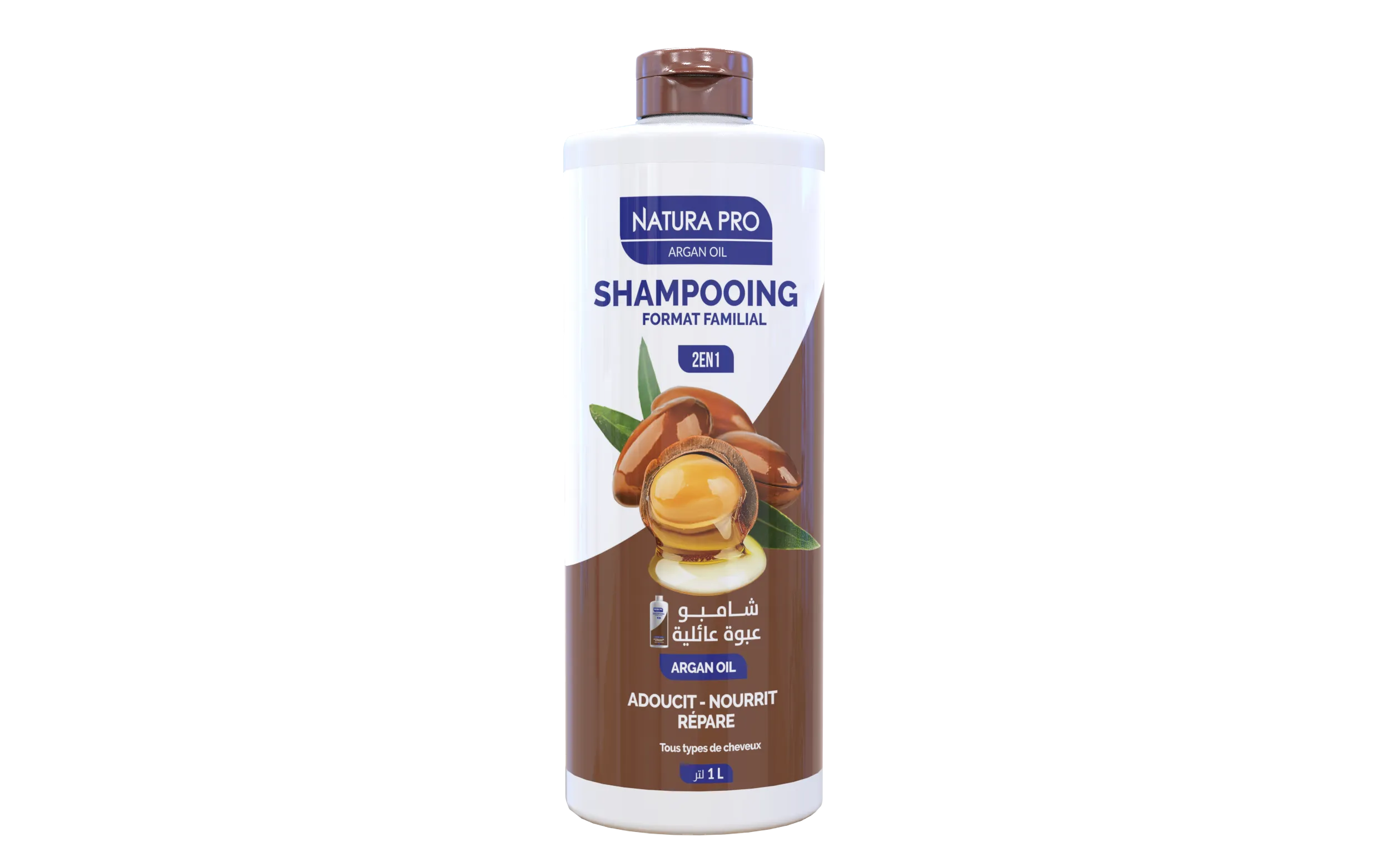 Shampooing natura pro format familial, argan oil 1L