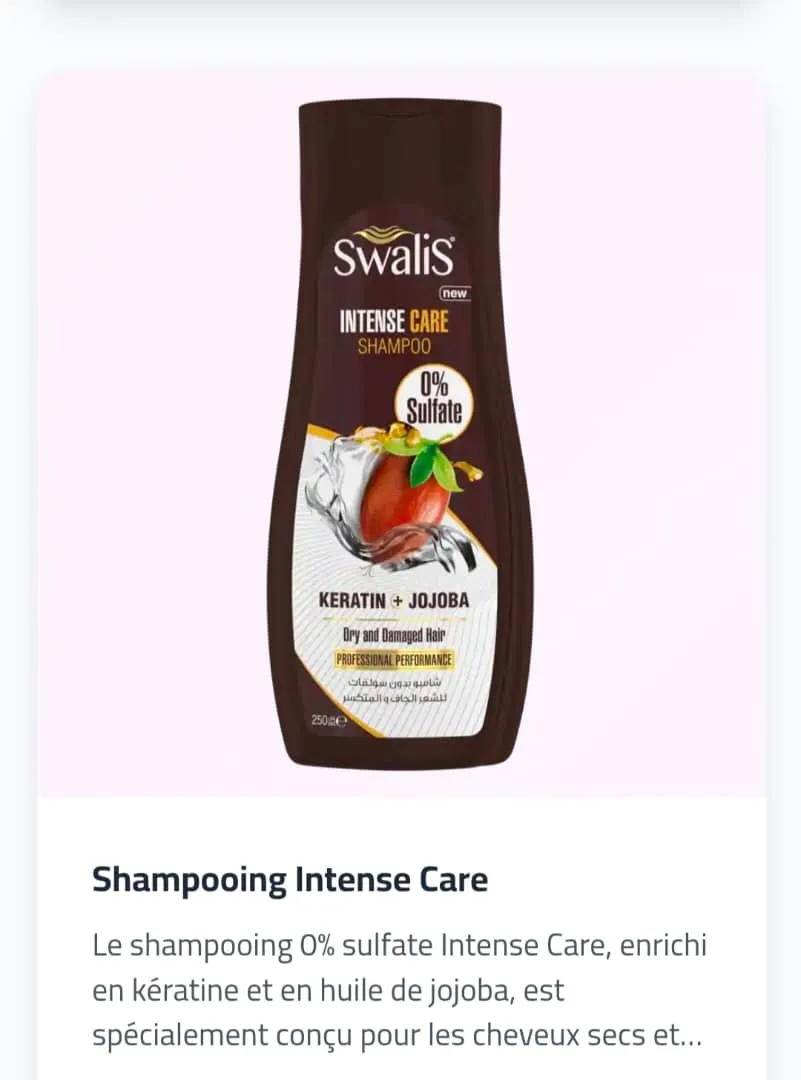 SW Shampooing  intense care, kératine et huile jojoba